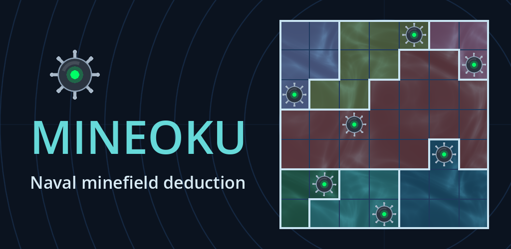 Mineoku: naval minefield deduction, with a solved board of mines
