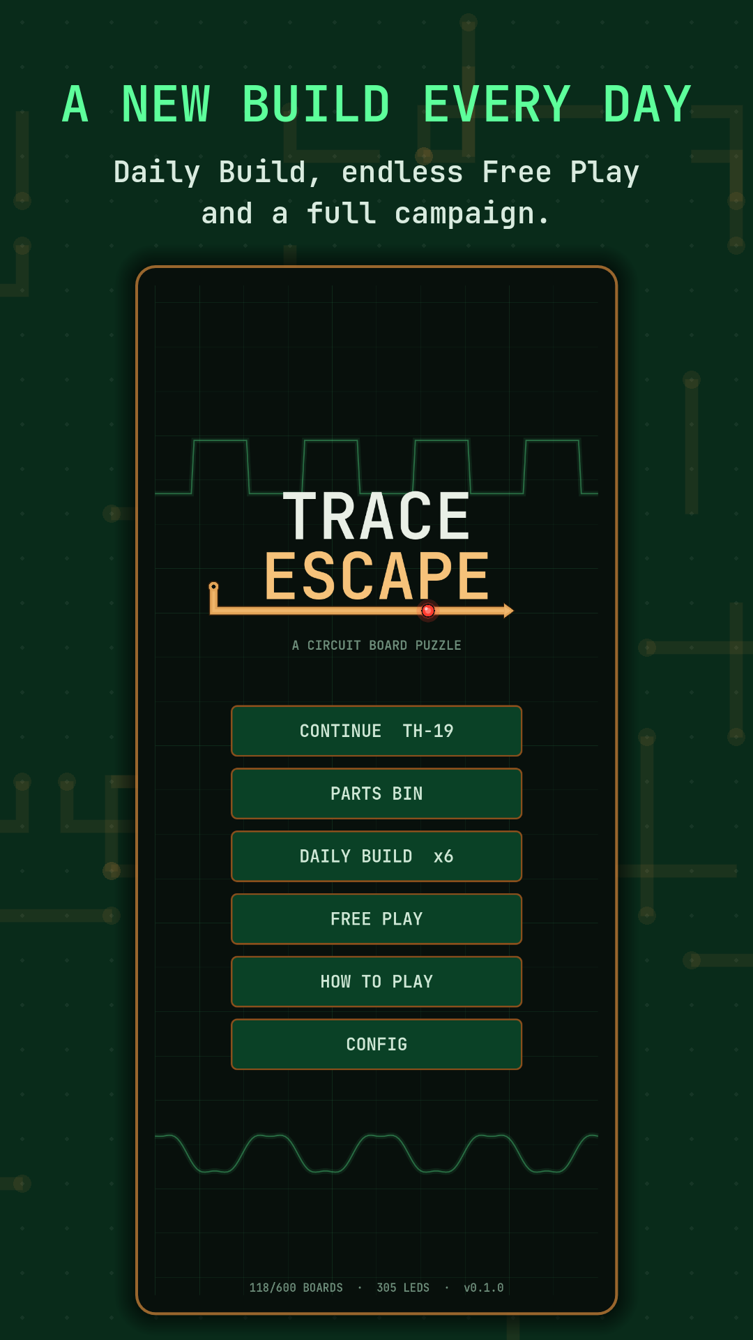 A new build every day: the main menu